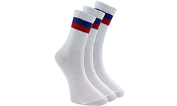 Носки высокие белые с синим и красным 3 пары