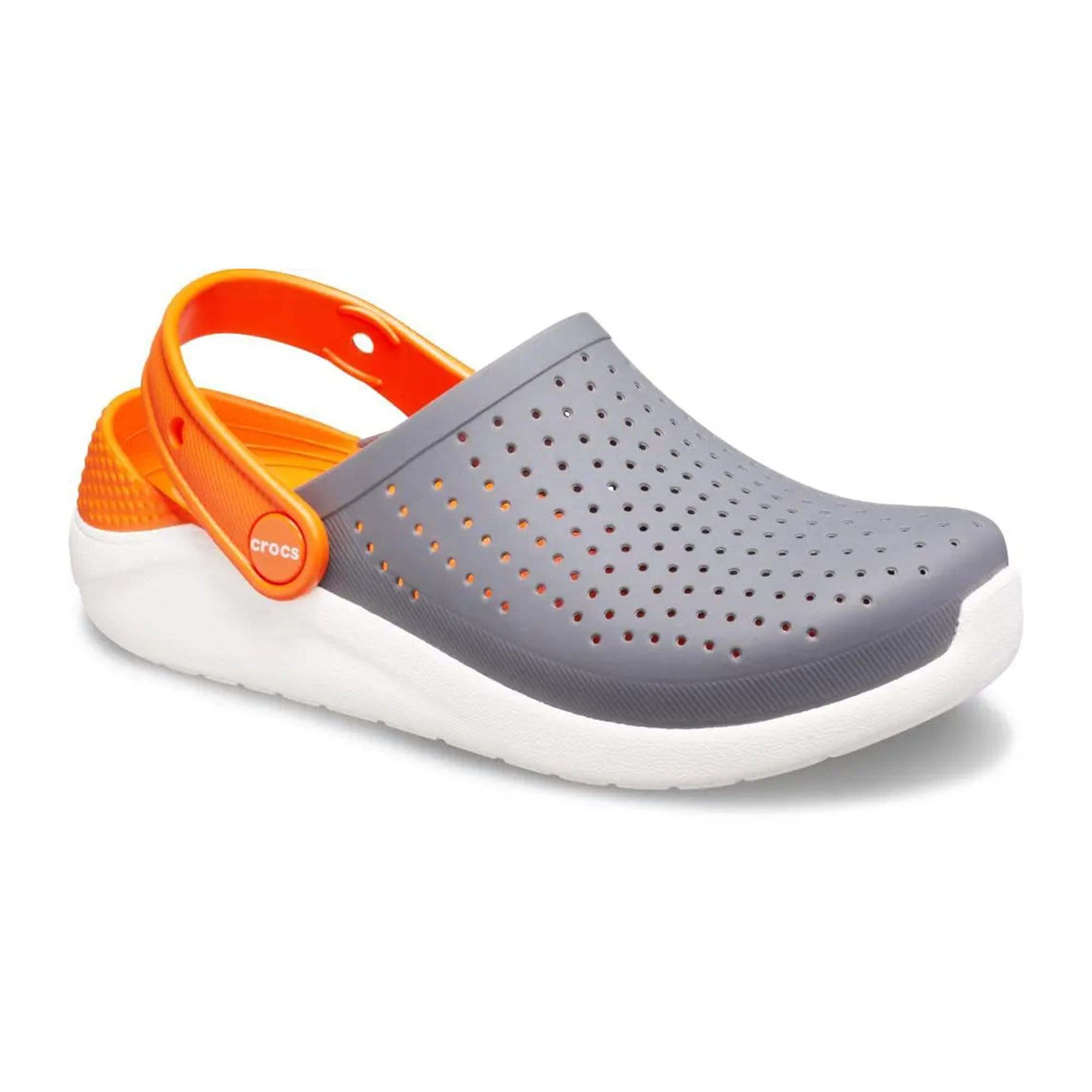 Детские кроксы Crocs Kids’ LiteRide Clog Серо-оранжевые