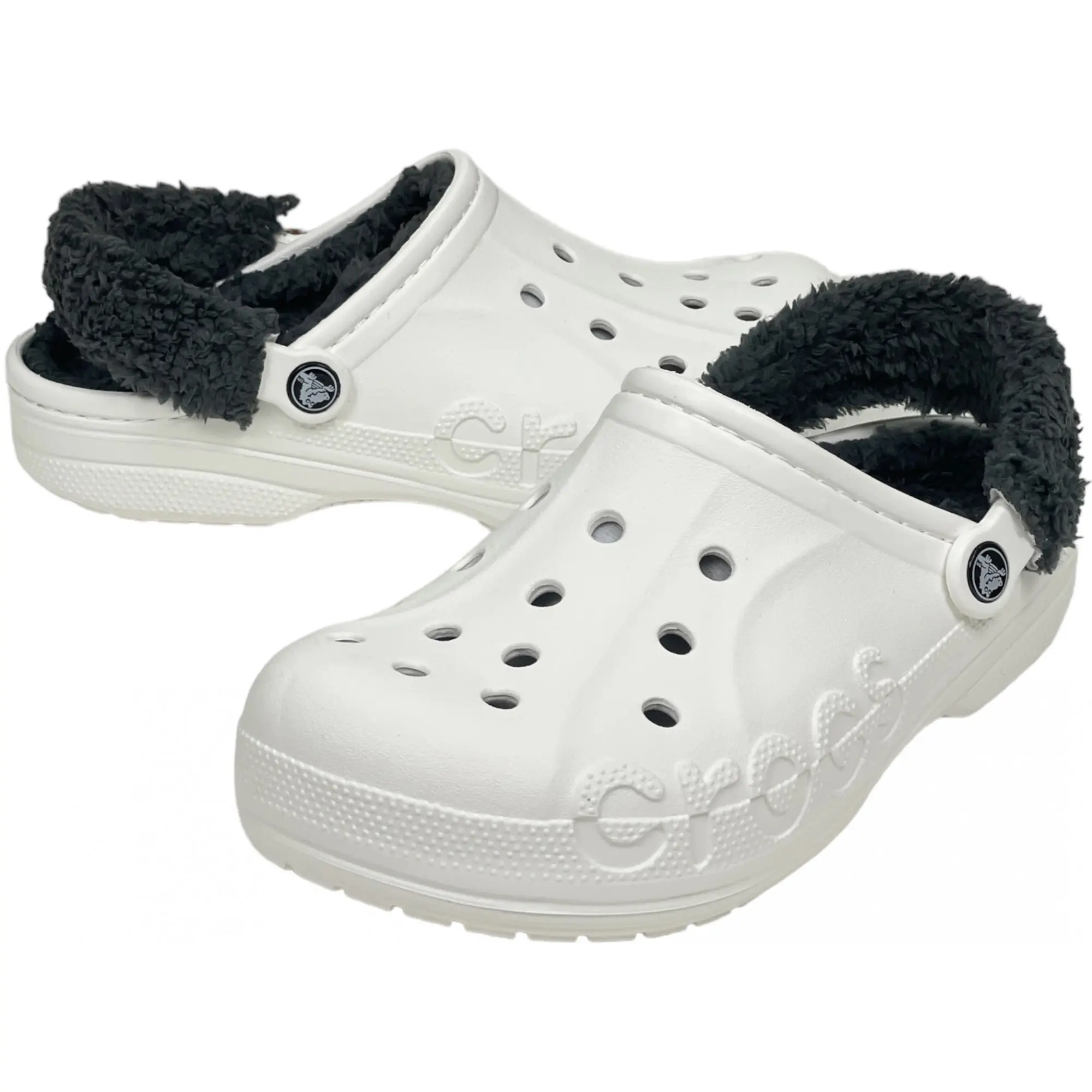 Fur lined white crocs 2025
