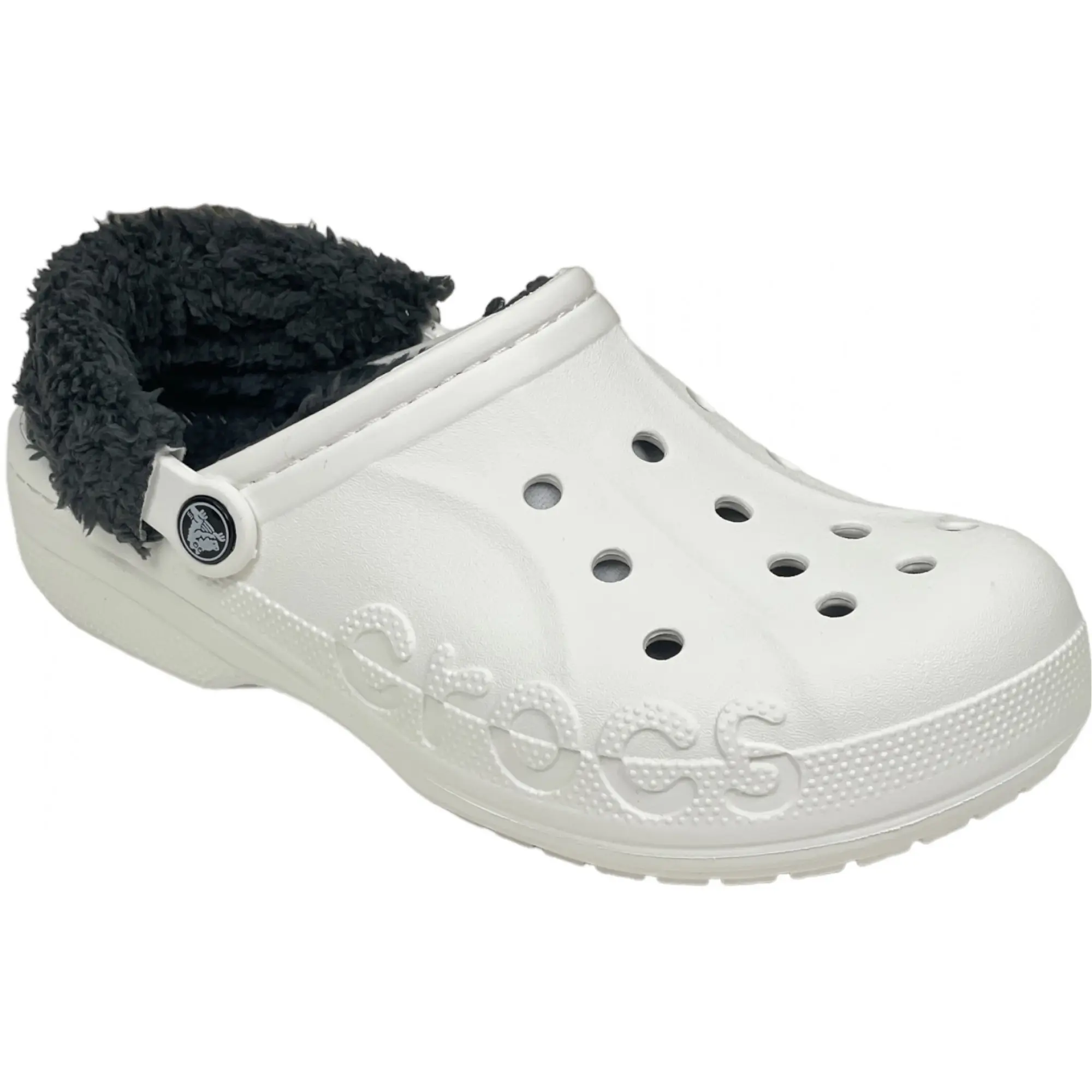 White crocs fur top