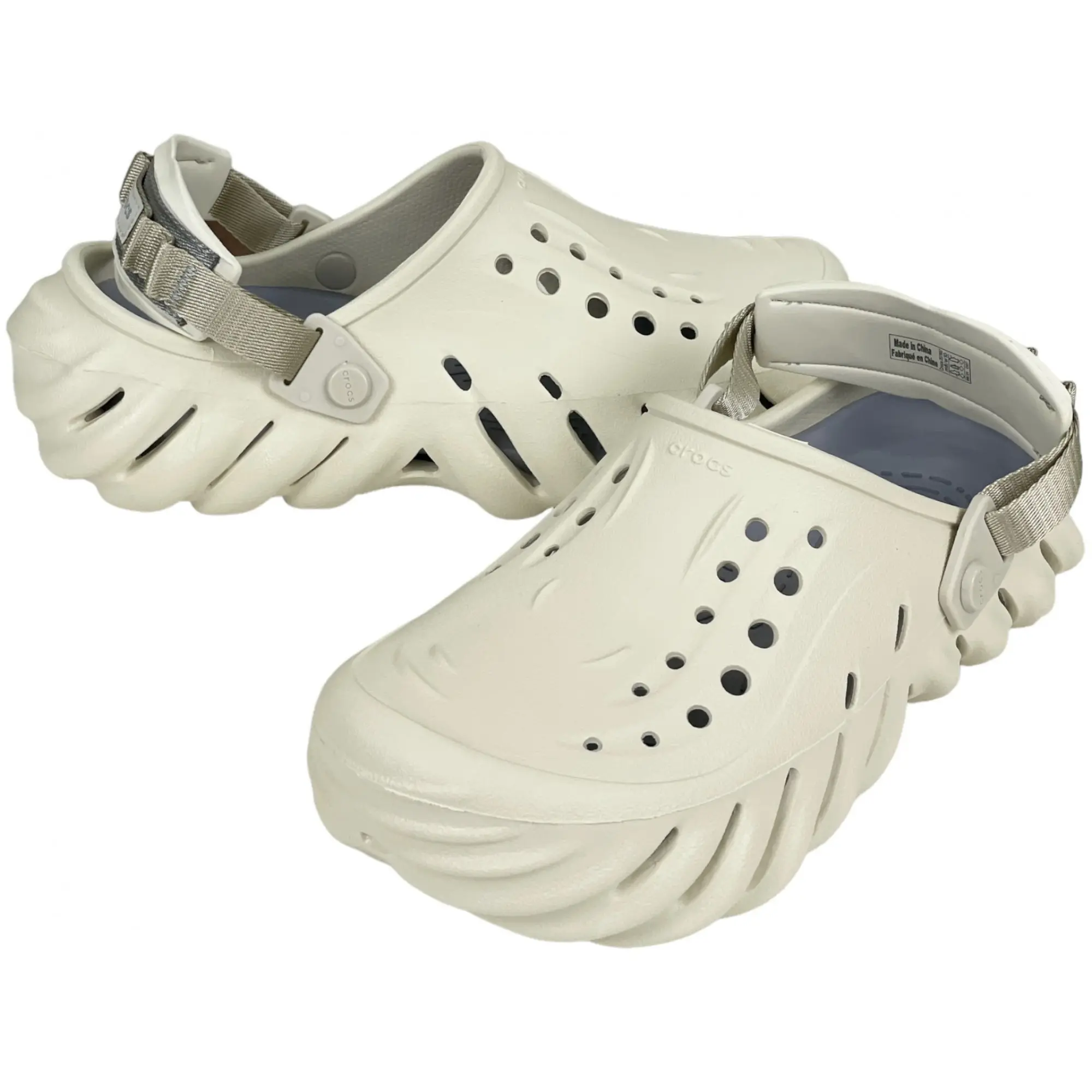 White and top grey crocs